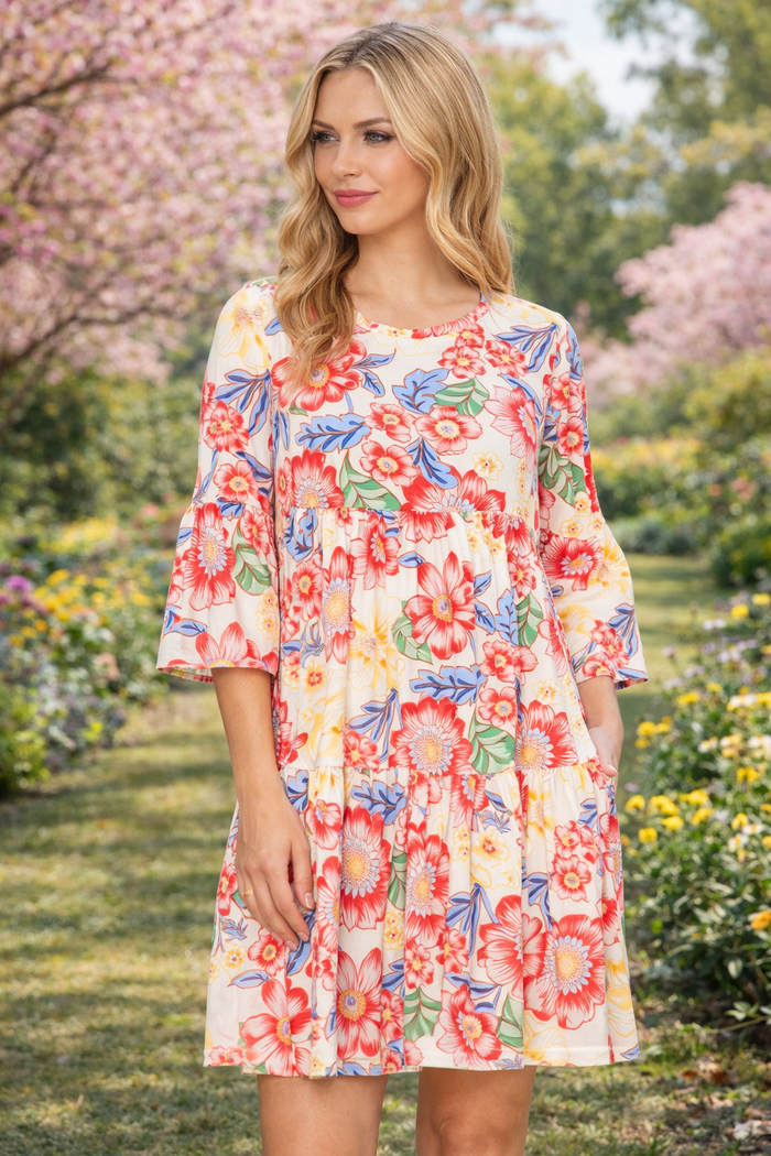 Multi Floral Tunic Dress FINAL SALE