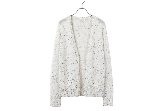Shop Multicoloured Dotted Rib Knit Long Sleeve Cardigan at eAura