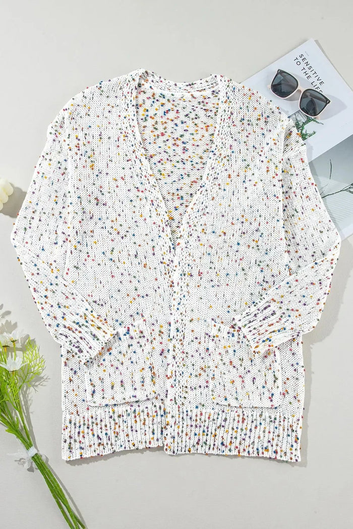 Shop Multicoloured Dotted Rib Knit Long Sleeve Cardigan at eAura