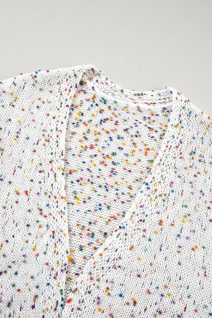 Shop Multicoloured Dotted Rib Knit Long Sleeve Cardigan at eAura