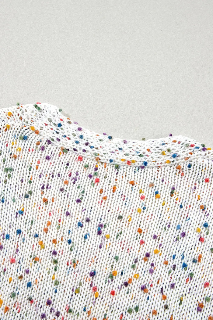 Shop Multicoloured Dotted Rib Knit Long Sleeve Cardigan at eAura