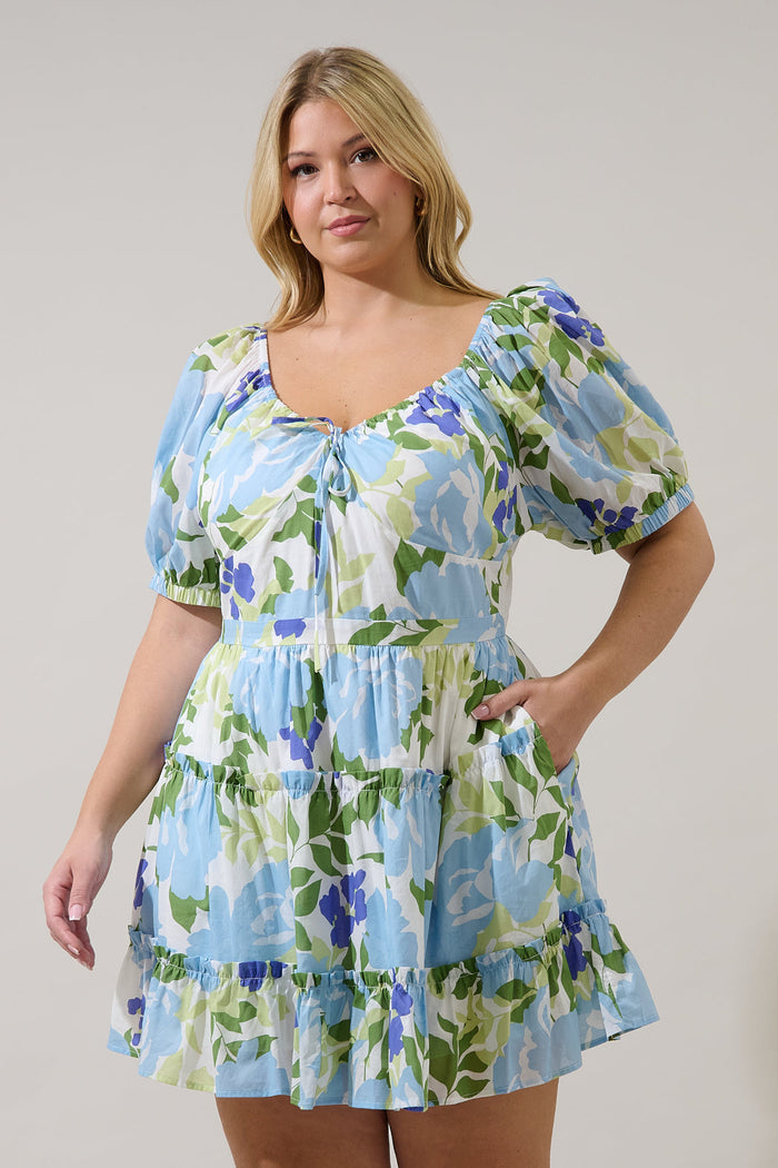 Muna Tiered Mini Dress Khloey Floral Curve