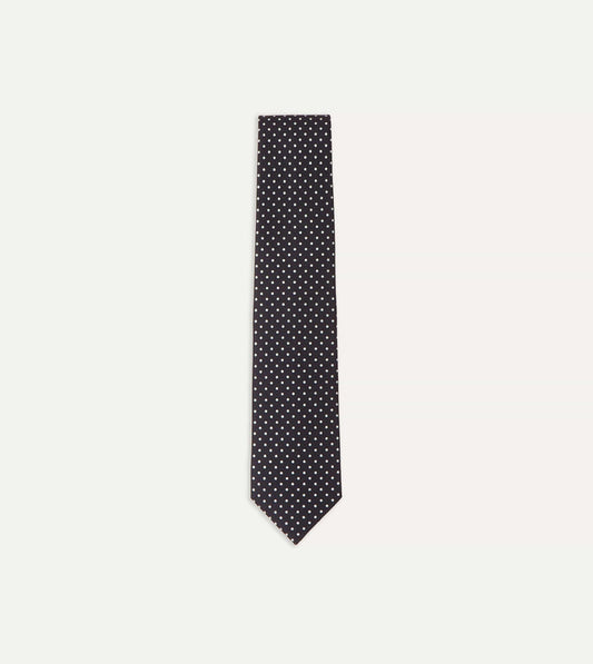 Navy Small Dot Silk Tipped Tie