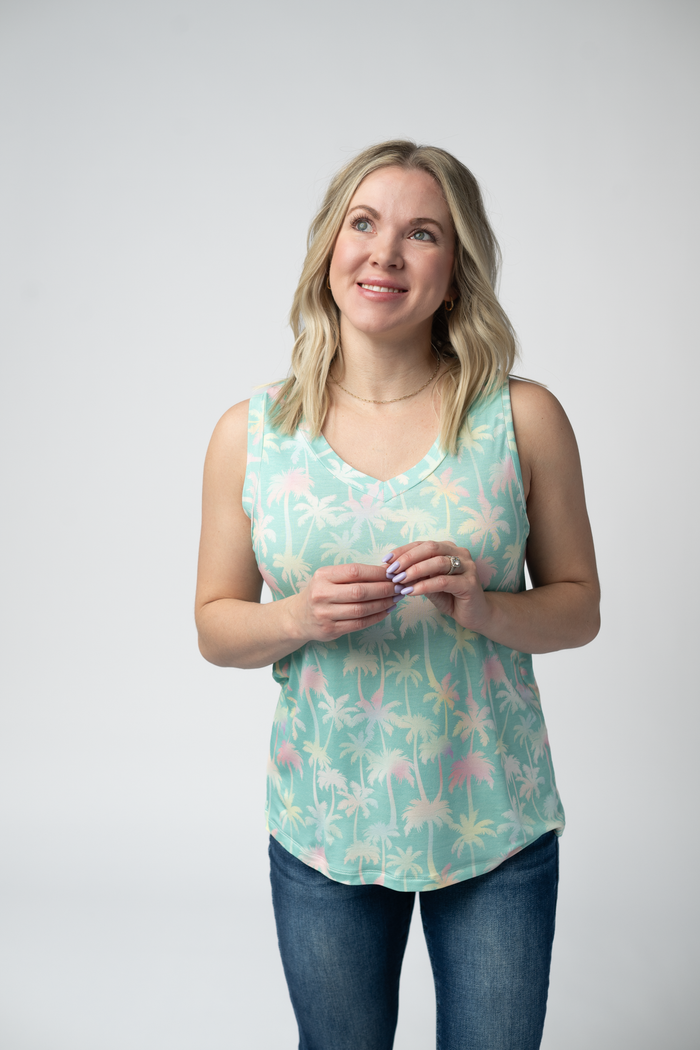 Noelle Tank - Aqua Palm by Michelle Mae