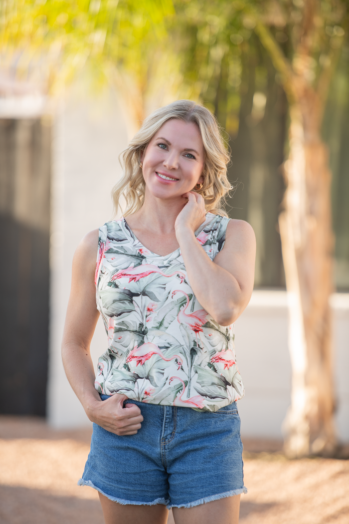 Noelle Tank - Flamingos by Michelle Mae