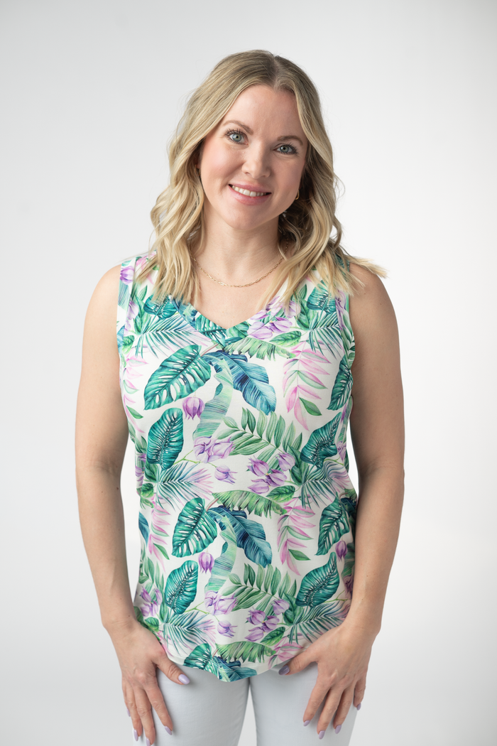 Noelle Tank - Tropical Leaf by Michelle Mae