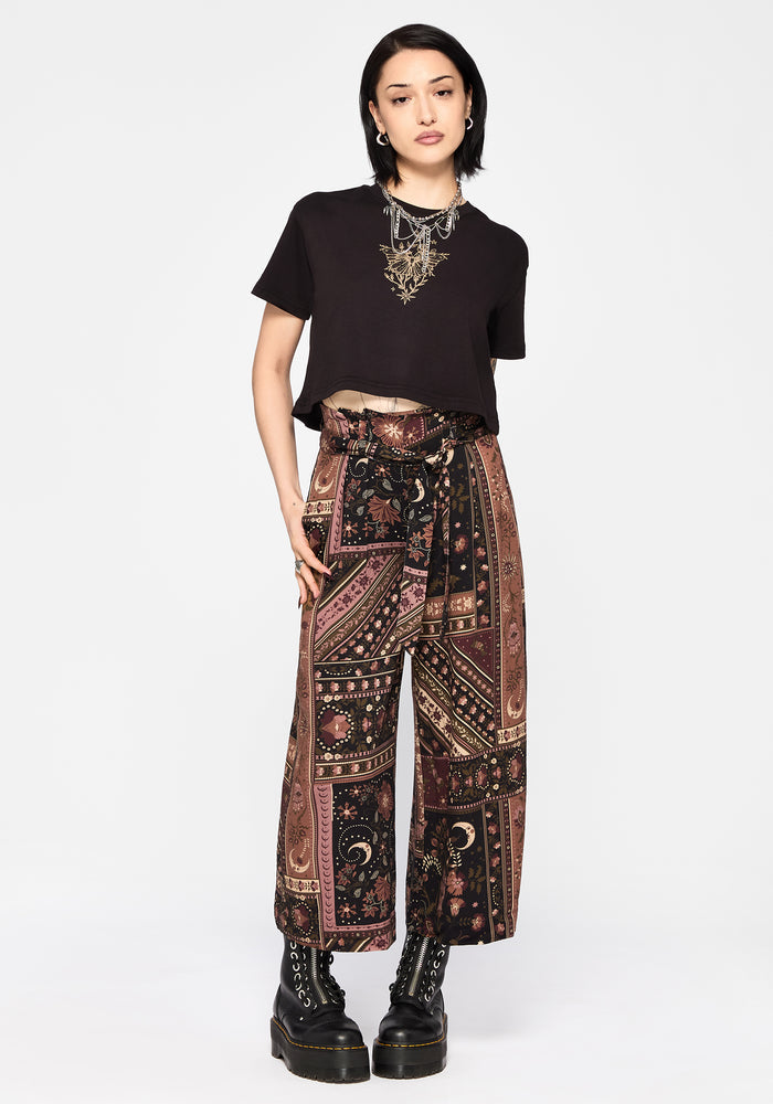 Nola Folk Patchwork Print Paperbag Culotte
