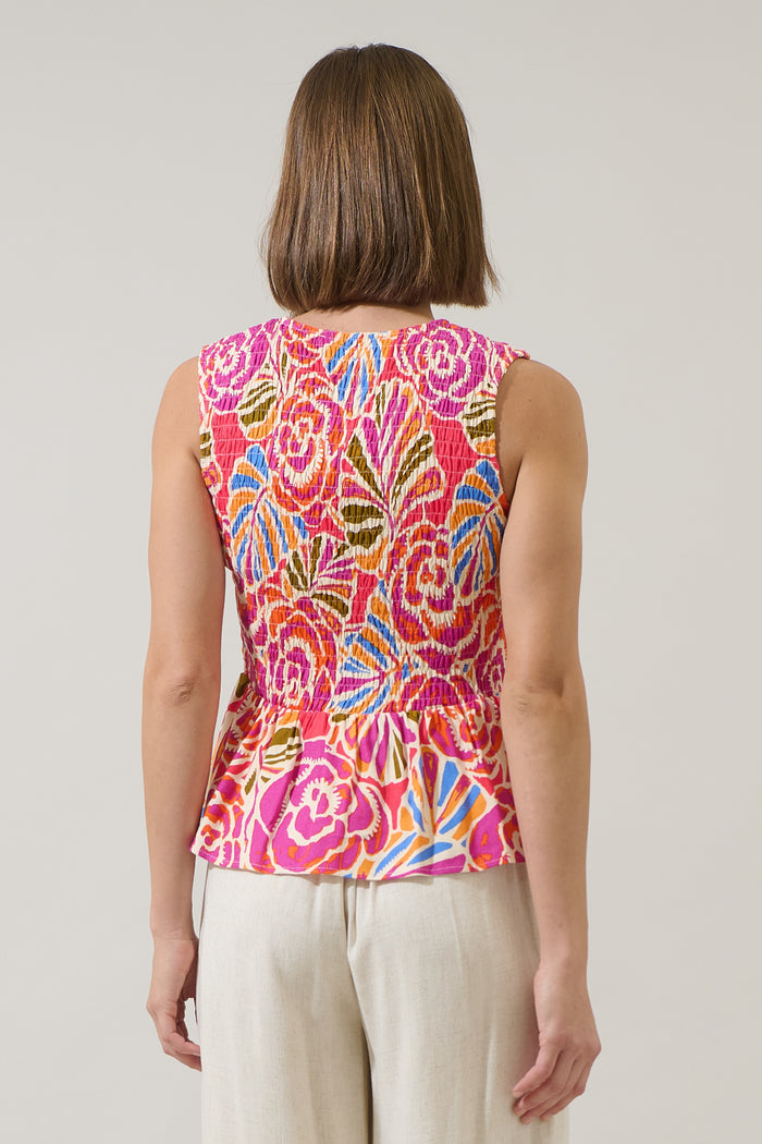 Nomi Floral Tinda Smocked Peplum Top