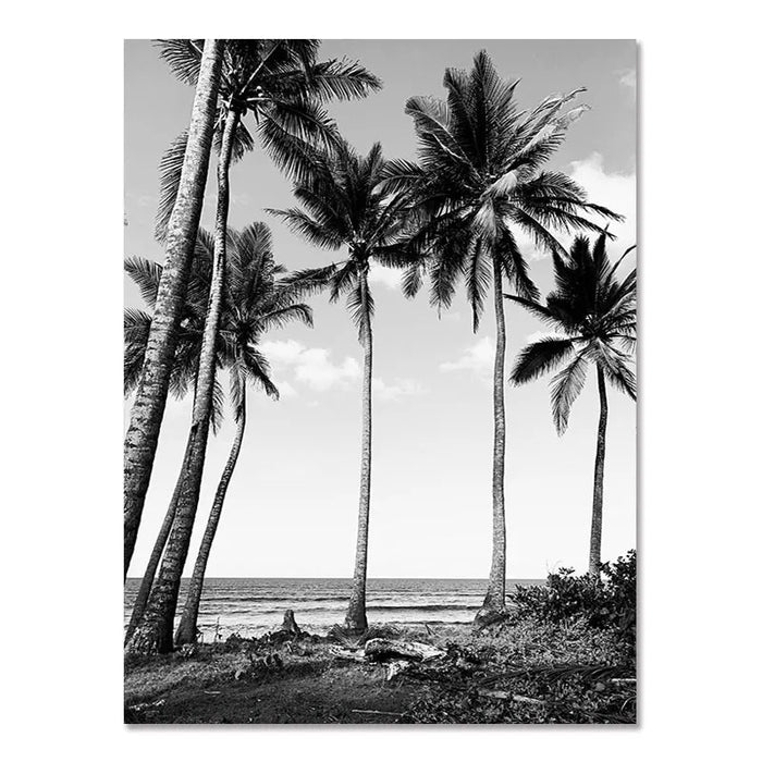 Black-and-white coastal surf wall art printed on premium canvas for minimalist decor