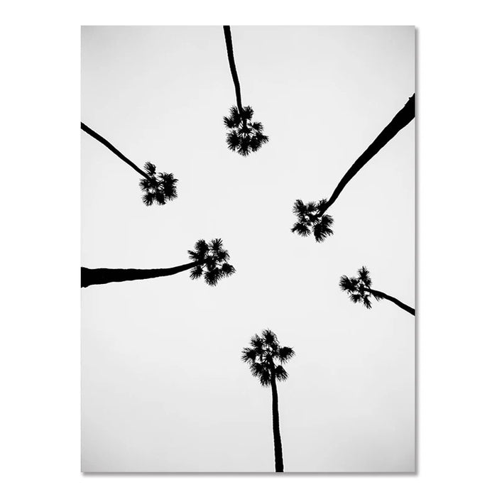 Nordic surfing landscape poster with calm monochrome seaside imagery for home decor