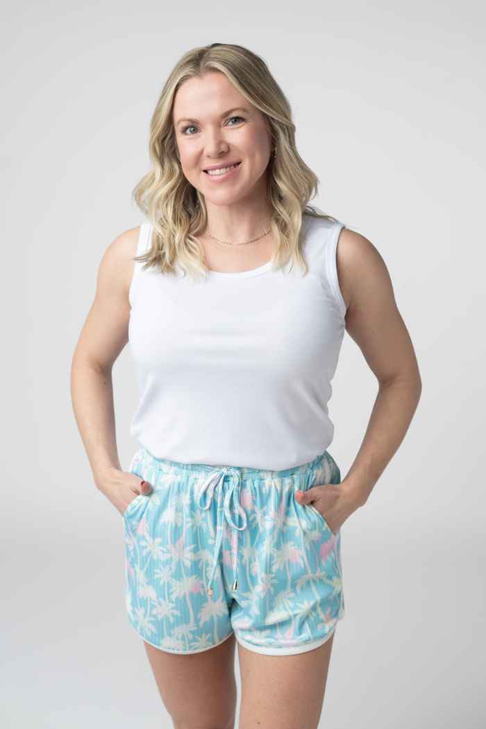 Nova Summer Shorts - Aqua Palm by Michelle Mae