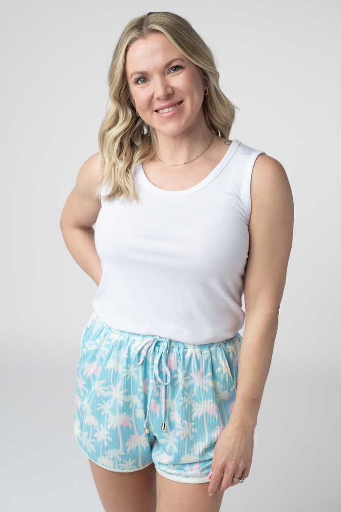 Nova Summer Shorts - Aqua Palm by Michelle Mae