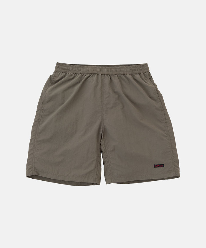 Granite colored Gramicci Nylon Reef Shorts against a light-tone background.