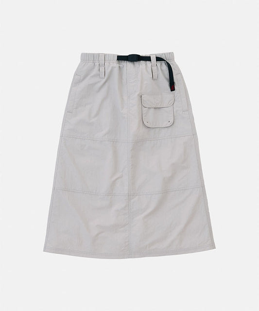 Gramicci ecru colored Nylon Utility Skirt against a light-tone background.