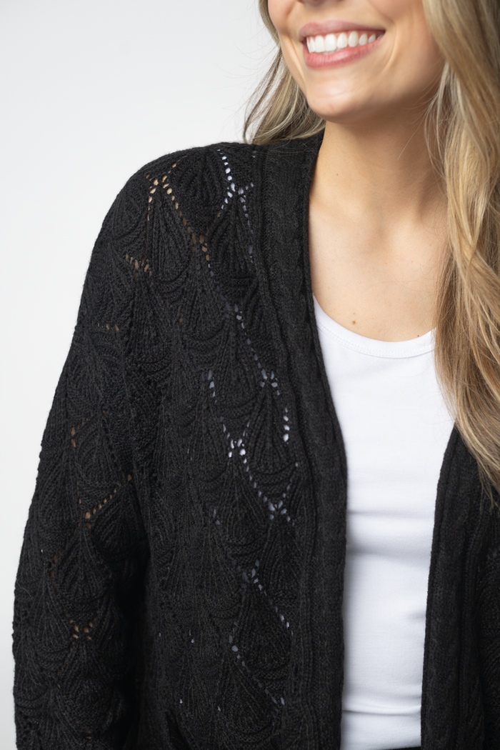 Open Knit Cardigan - Black by Michelle Mae