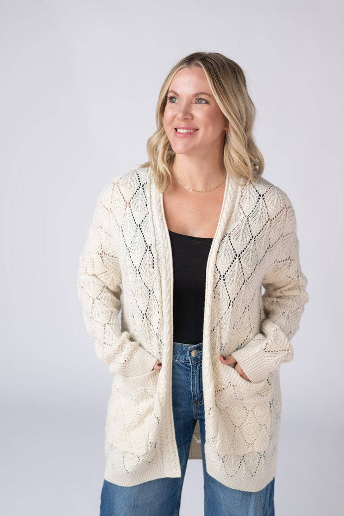 Open Knit Cardigan - Ivory by Michelle Mae