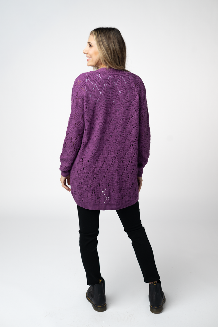 Open Knit Cardigan - Purple by Michelle Mae