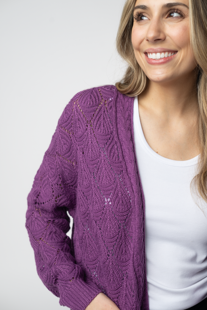 Open Knit Cardigan - Purple by Michelle Mae