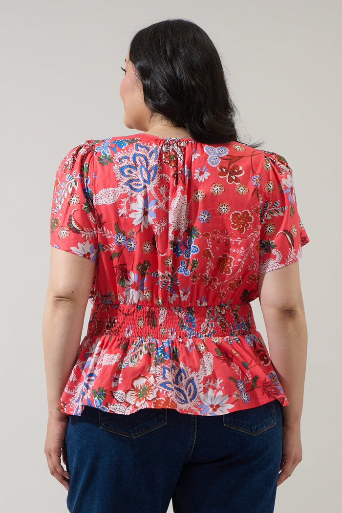 Oreanna Floral Sarina Smocked Peplum Top Curve