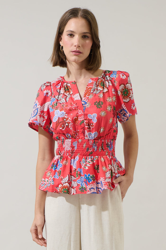 Oreanna Floral Sarina Smocked Peplum Top