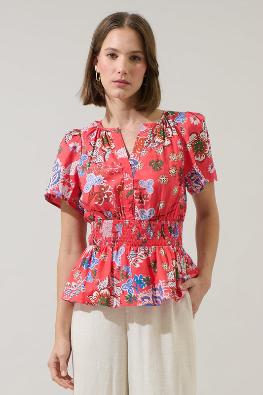 Oreanna Floral Sarina Smocked Peplum Top