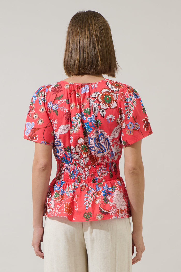 Oreanna Floral Sarina Smocked Peplum Top