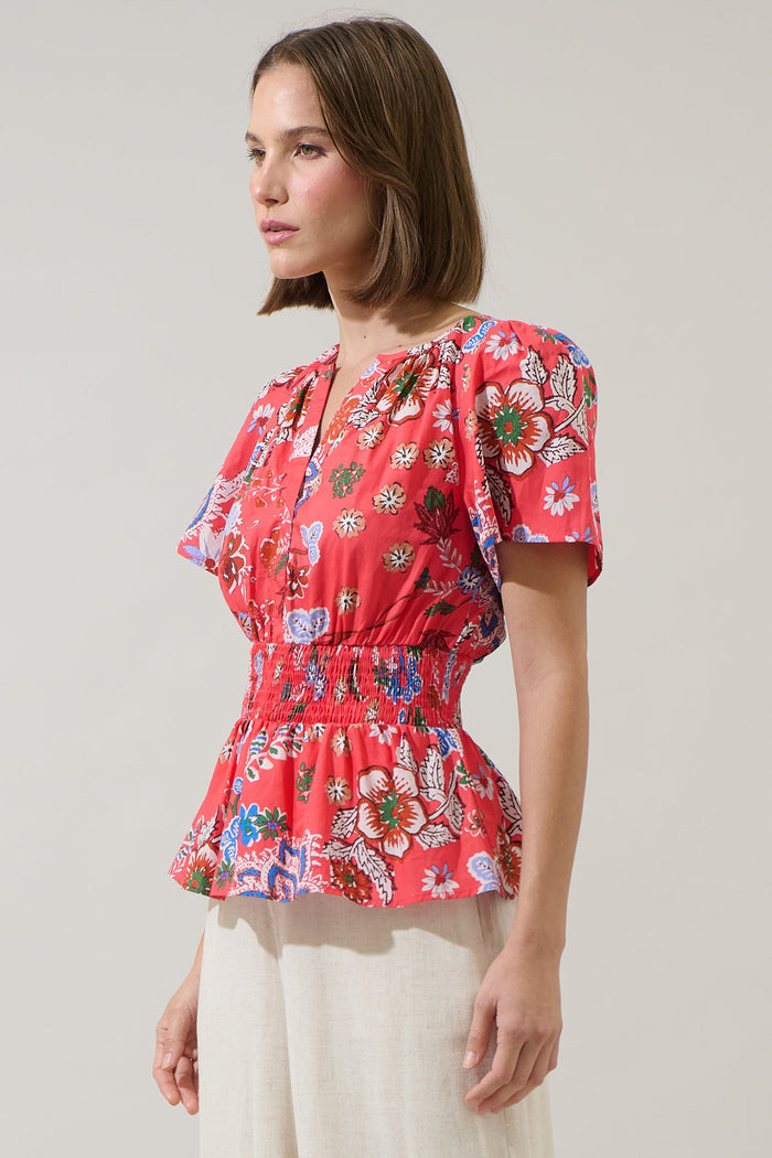 Oreanna Floral Sarina Smocked Peplum Top