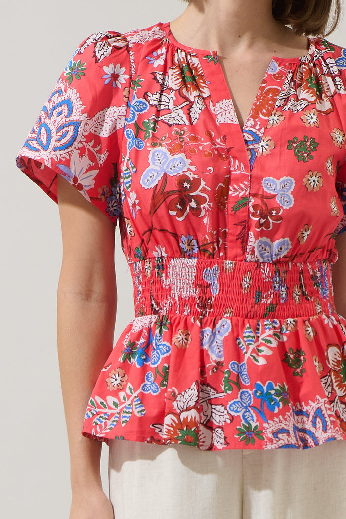 Oreanna Floral Sarina Smocked Peplum Top