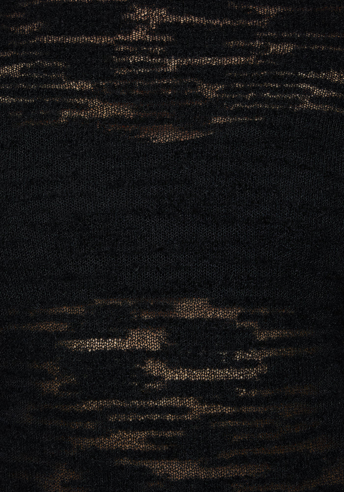 Close up of dark textured fabric with a subtle pattern
