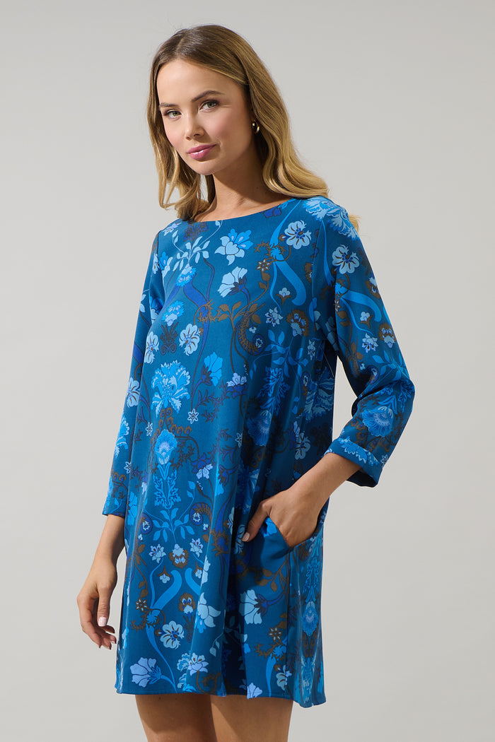 Palmate Floral Lonna Shift Mini Dress