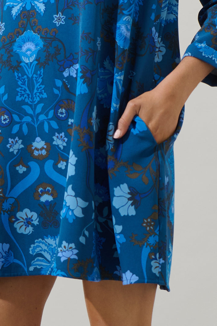 Palmate Floral Lonna Shift Mini Dress