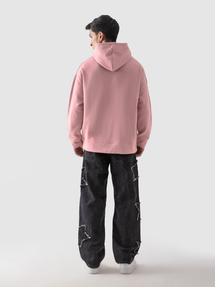 Pastel pink hoodie female model back view oversized fit Pakistan – GROOVY