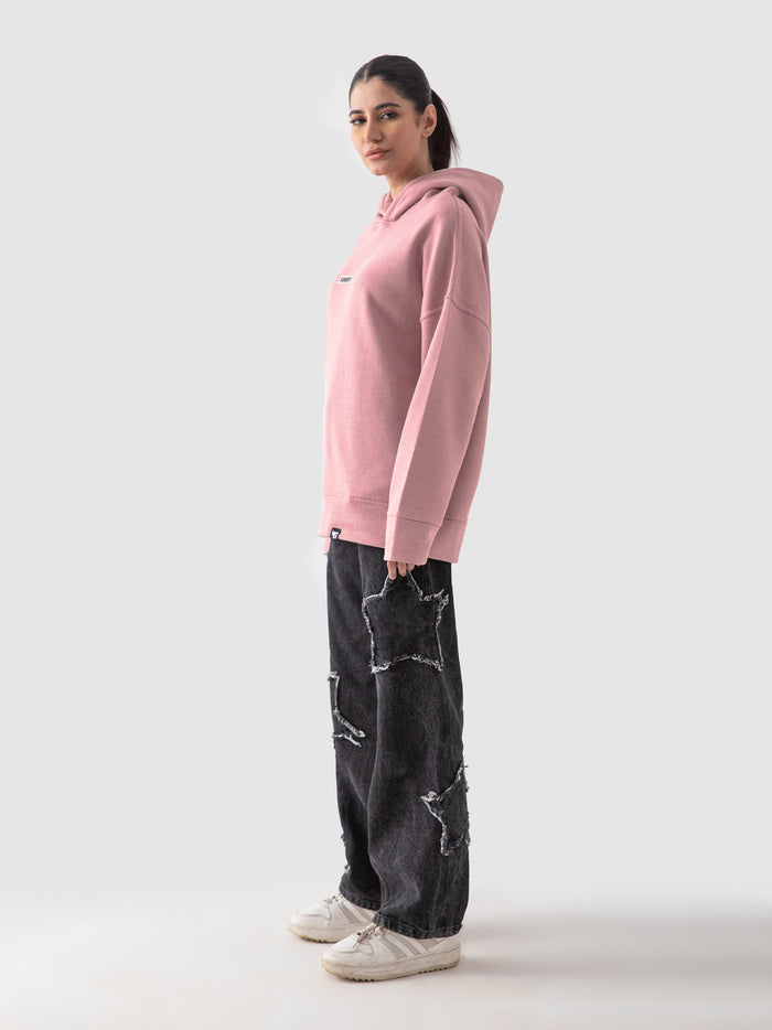 Pastel pink oversized hoodie male model front view relaxed fit Pakistan – GROOVY