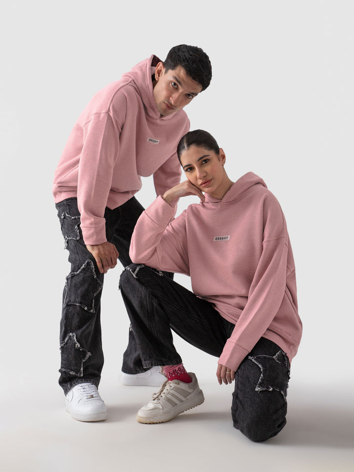 Pastel pink oversized hoodie couple lifestyle shot Pakistan – GROOVY