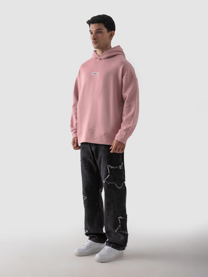 Pastel pink hoodie female model front view streetwear Pakistan – GROOVY