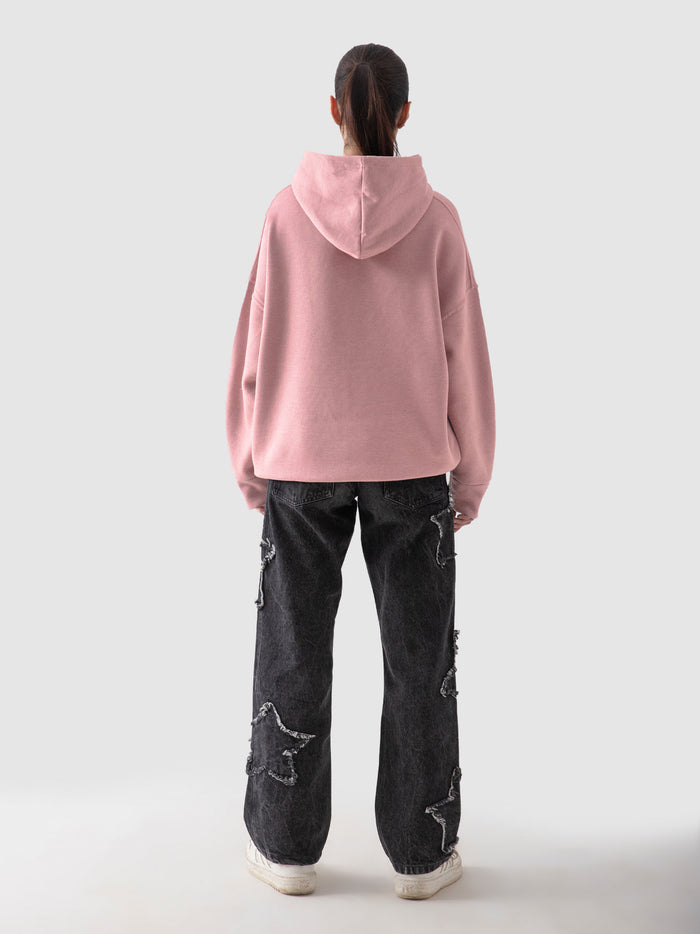 Pastel pink hoodie detail closeup kangaroo pocket fabric Pakistan – GROOVY