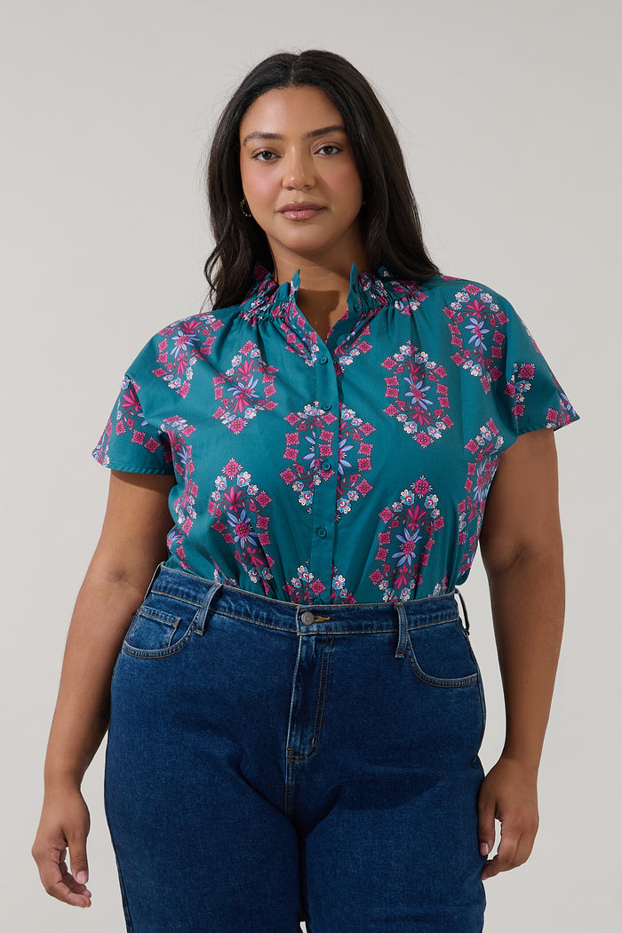 Patma Mock Neck Top Folklore Curve