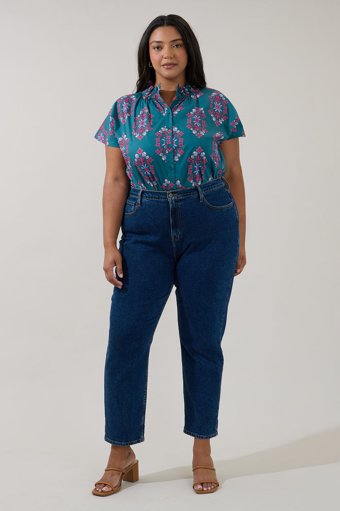 Patma Mock Neck Top Folklore Curve