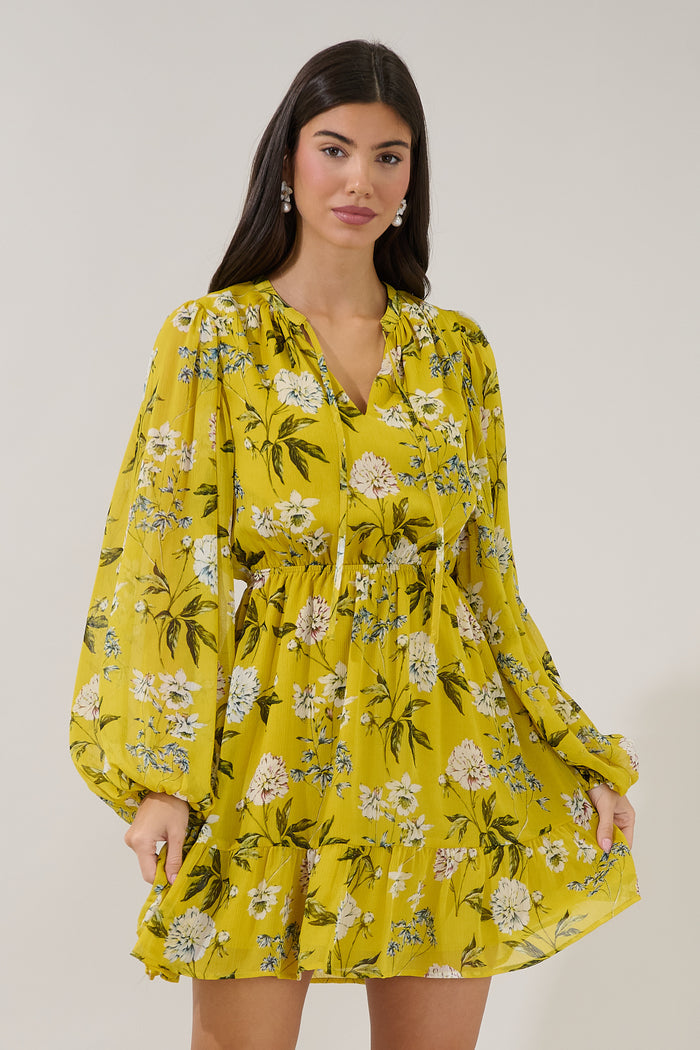 Paxton Balloon Sleeve Mini Dress Verisa Floral