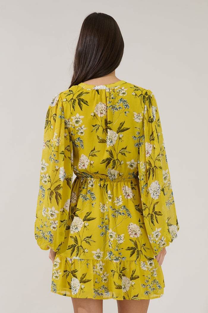 Paxton Balloon Sleeve Mini Dress Verisa Floral