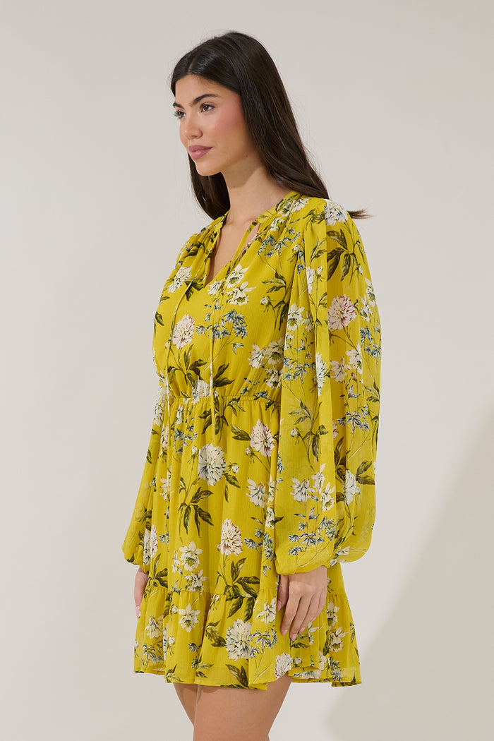Paxton Balloon Sleeve Mini Dress Verisa Floral