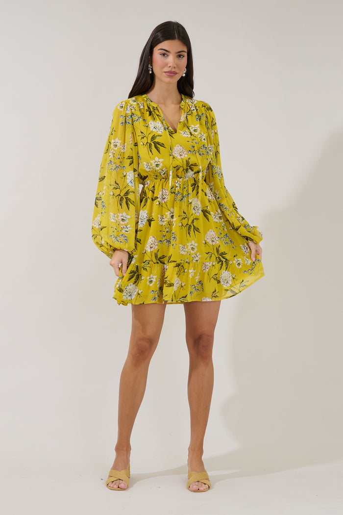 Paxton Balloon Sleeve Mini Dress Verisa Floral