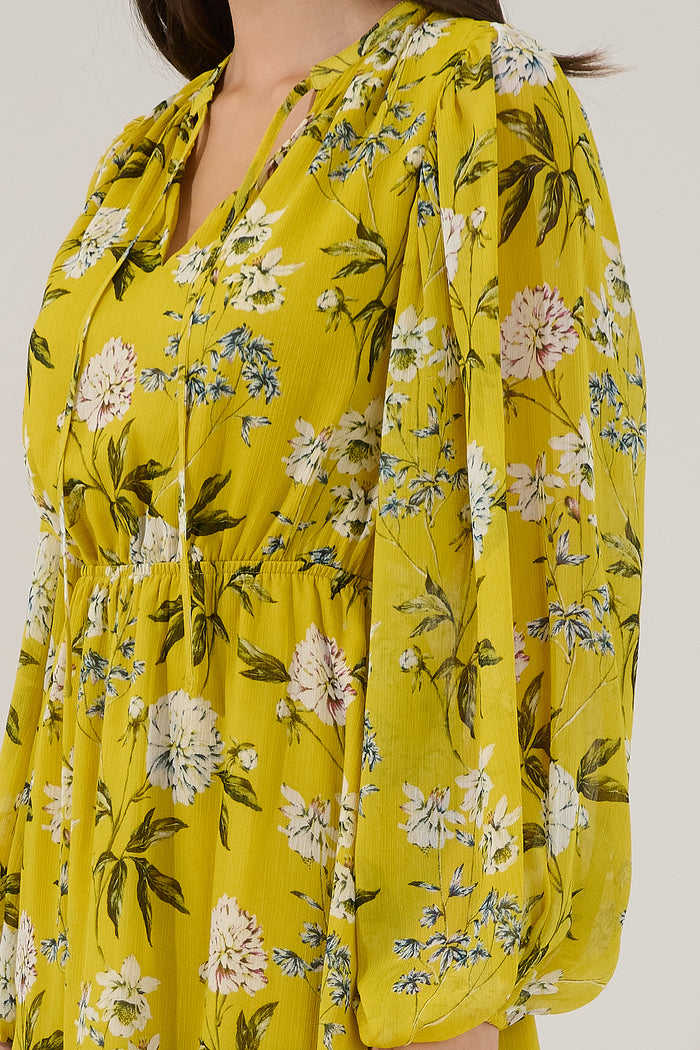 Paxton Balloon Sleeve Mini Dress Verisa Floral