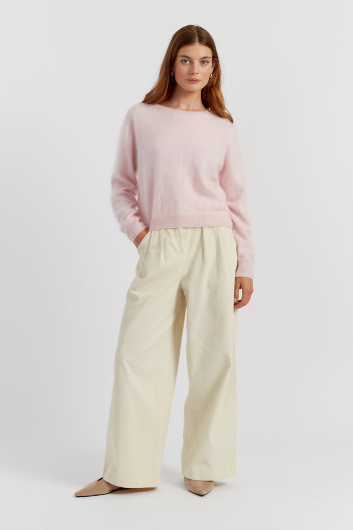 Peachy-Pink Brushed Pure Cashmere Sweater