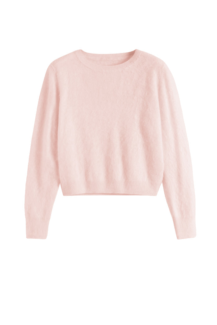 Peachy-Pink Brushed Pure Cashmere Sweater