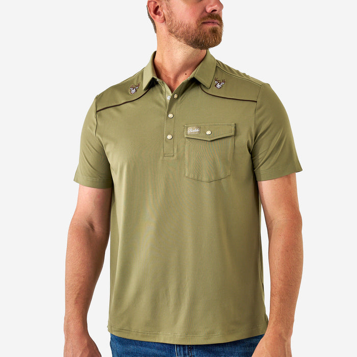Pearl Snap Performance Polo - Whitetail Deer - Green