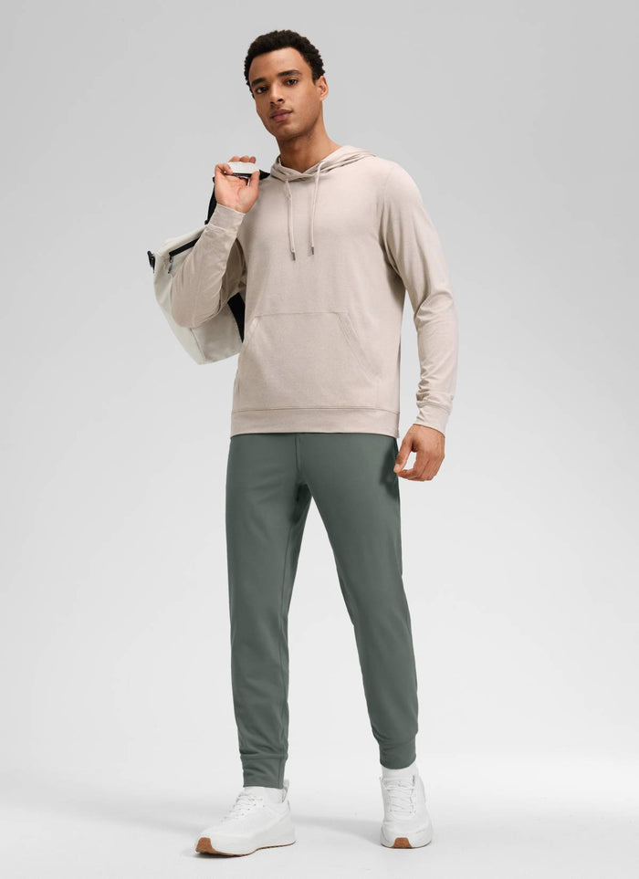 CRZ YOGA Men's Workout Casual Mid Rise Drawstring Pocket Jogger 29" Grey Sage