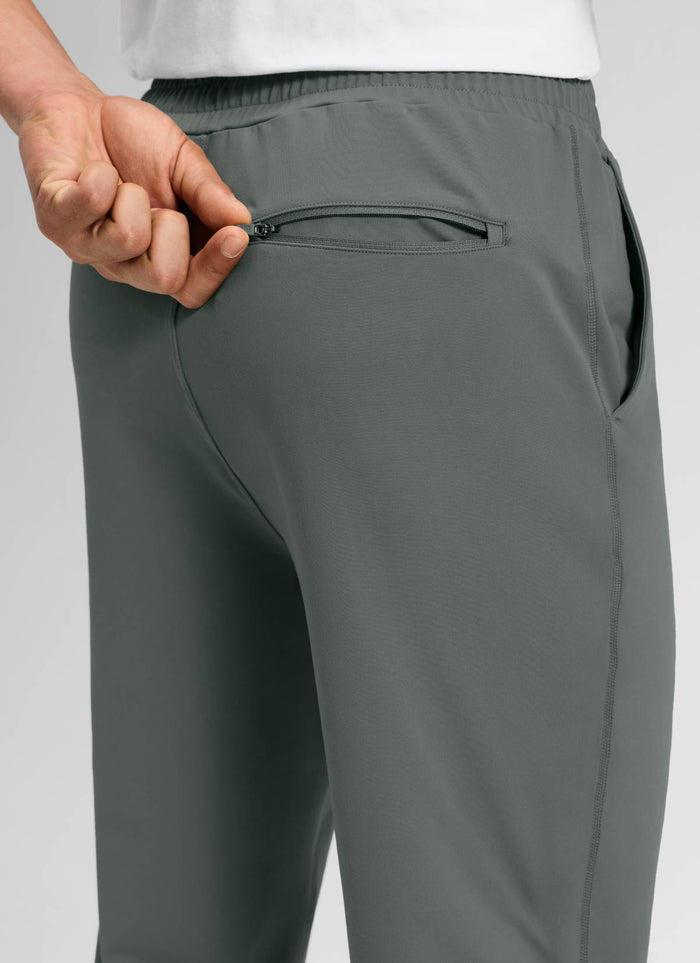 CRZ YOGA Men's Workout Casual Mid Rise Drawstring Pocket Jogger 29" Grey Sage