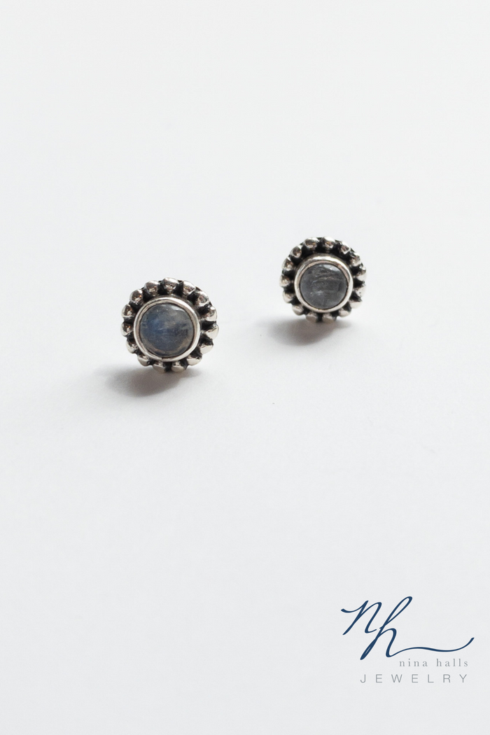 persephone studs with logo