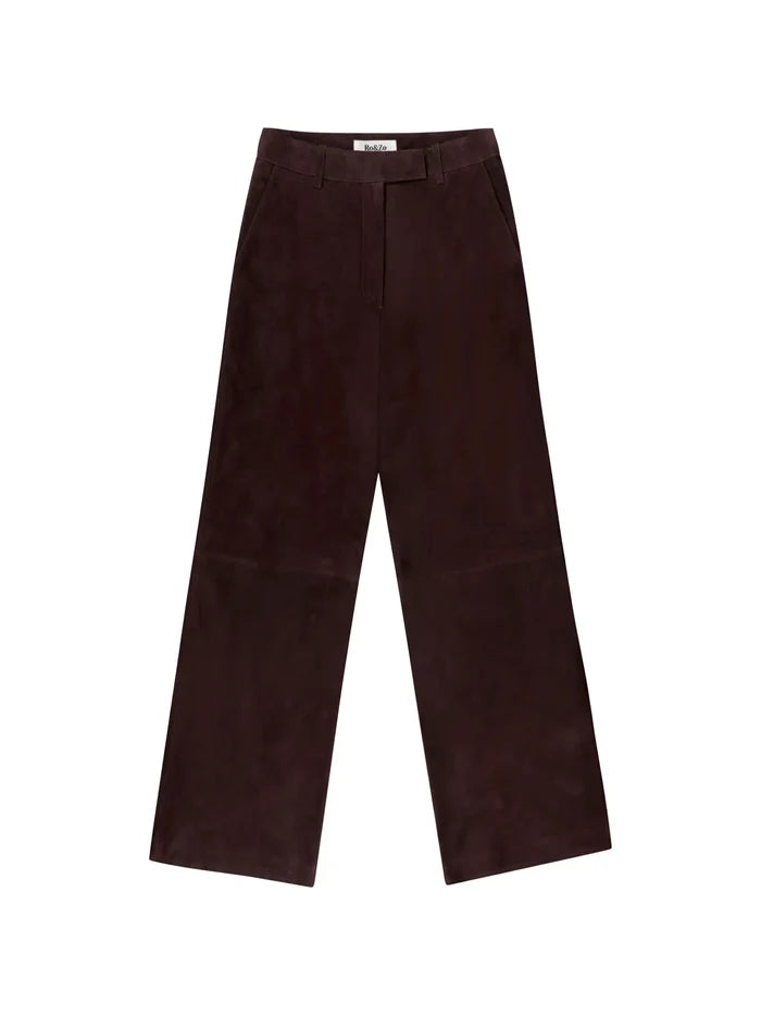 Petite Chocolate Brown Suede Wide Leg Trousers